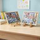 2 Pack Wooden Puzzle Rack, Puzzle Storage Organizer, 5-Section Tabletop Book Holder Art Print Display Stand for Craft Show