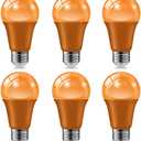 haraqi 6 Pack 9W (60W Equivalent) 120V E26 Base A19 LED Colored Light Bulb, Orange LED Lights for Party Christmas Decor and Halloween Lighting