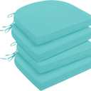 downluxe Outdoor Chair Cushions Set of 4 for Patio Furniture, Water-Resistant Patio Chair Cushions with Ties, High Density Foam Outdoor Seat Cushion, 17" X 16" X 2", Teal