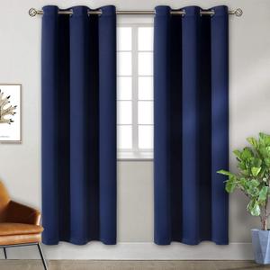 BGment Blackout Curtains for Bedroom - Grommet Thermal Insulated Room Darkening Curtains for Living Room, Set of 2 Panels (38 x 84 Inch, Navy Blue)