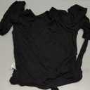 Women's Yoga Dance Crop Long Sleeve Blouse Adult V Neck Front Cross-Back Lace-up Top (Black) S