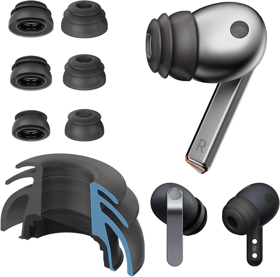 Premium Multi-Flange Eartips for Galaxy Buds3 Pro/Galaxy Buds4 Pro (Black, Mixed(SML))  Always Fits, Never Slips