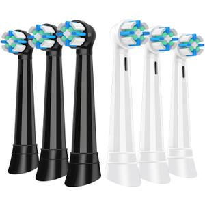 6 Pack IO Replacement Brush Heads Compatible with Oral B iO 2/3/4/5/6/7/8/9/10/Deep Clean Series Electric Toothbrushes, Medium-Hard Bristles IO Toothbrush Head Compatible with Oral B (Black/White)