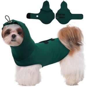 MIGOHI Dog Anxiety Relief Hoodie for Small Dogs, Lightweight Anxiety Vest with Ear Cover for Boys Girls, Breathable, for Fireworks, Travel, Separation, Flashing Lights, S,DarkGreen