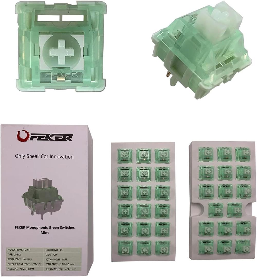 35Pcs FEKER Monophonic Green Mint Switches Mechanical Keyboard Accessories Linear 42g Cherry Mx 5Pins Hotswappable Customized Pre Lubed 35Pcs FEKER Monophonic Green Mint Switches Mechanical Keyboard Accessories Linear 42g Cherry Mx 5Pins Hotswappable Customized Pre Lubed