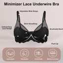 Minimizer Bras for Women, Sexy Lace Unlined Underwire Bra Full Coverage Push Up Sheer Mesh Plus Size Lifting Shecurve Bra (Black)