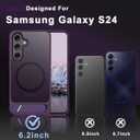 for Samsung Galaxy S24 Case, [Magnetic Invisible Stand] [Compatible with MagSafe] [Military Grade Drop Protection] Slim Glossy Marble Pattern Back Shockproof Protective Cover, Amethyst