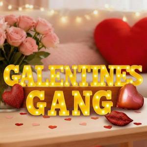 Honoson 14 Pcs Galentines Day Party Decorations Galentines Gang Lights up Sign Girls Ladies Galentine's Day Party Decorations Fireplace Table Decor