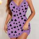 Girece Nightgowns for Women Sexy Ruched Chemise Lingerie Side Slits Lace Trim Sleep Dress for Date Night or Sleeping (Purple, XXL)