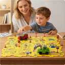 Plastic Puzzles for Kids Ages 3-5 with Toy Cars (Excavator + Dump Truck), Toddler Puzzle Track Car Play Set, Critical Thinking Educational Toys, Toys for 3 4 5 6 Year Old Boys Girls
