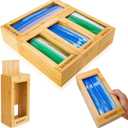 mHomeAid Bag Storage Organizer - Bamboo Food Plastic Baggie Holder, Dispenser, and Container for Kitchen Drawer - Fits Ziplock and Ziploc Gallon, Quart, Sandwich & Snack Sized Slider Bags (Bamboo)