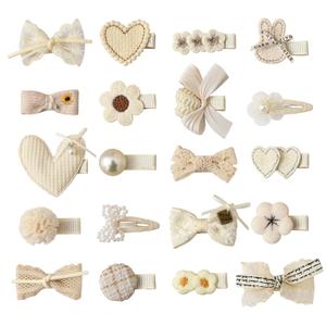 20 PCS Toddler Hair Clips 2.4 Inch Baby Girl Hair Bows Fully Covered Barrettes Infant Hair Accessories for Babies and Kids (Off White)