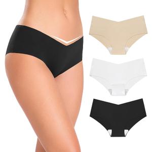 Altheanray Womens Underwear Bikini Silky Seamless Underwear for Women Panties Cheeky Hipster No Show Women's Underwear (X-Large, Black White Skin)