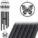 Butterfly Wind Chimes for Outside,Sympathy Garden Decor Gifts for Women Mom and Grandma,Christmas Windchime in Loving Memory Outdoor Decoration for Yard, Patio, Porch, Lawn, LandscapeHalloween