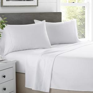 California King Sheets Set - 100% Cotton Sheets for Cal King Size Bed - 600 Thread Count Luxury California King Deep Pocket Sheets - Soft, Cooling Sateen Weave Cal King Sheet Set 4 Piece - White