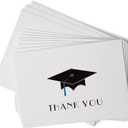 Graduation Cap with Colored Tassel Thank You Cards - 24 Cards & Envelopes (Blue)