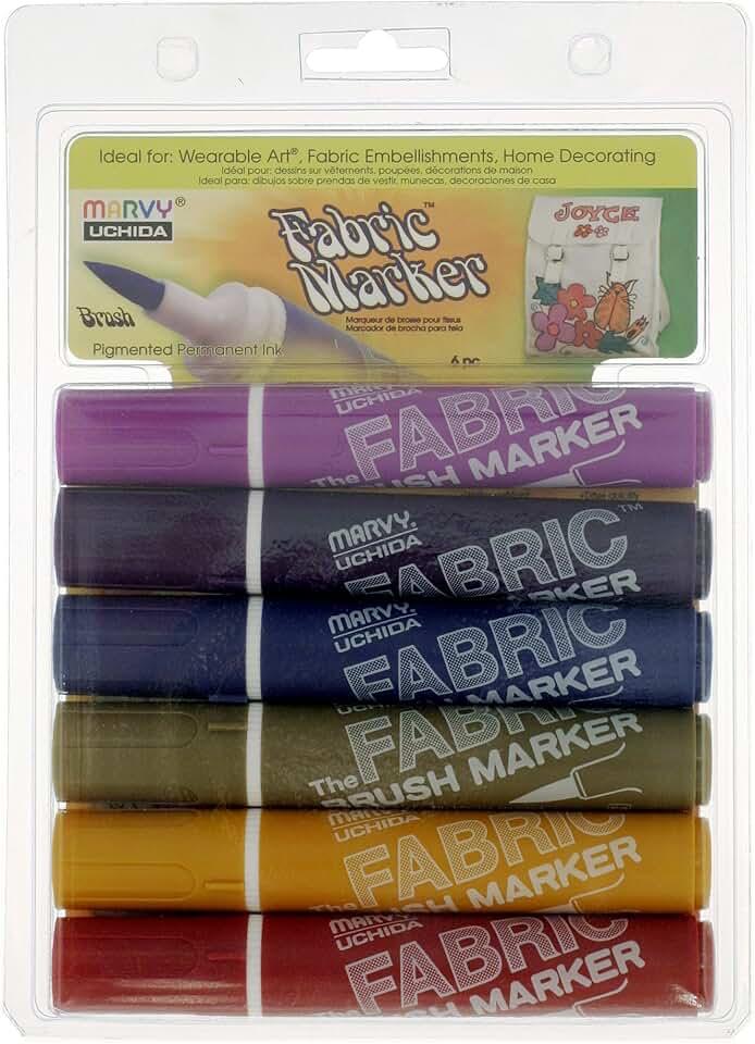 Uchida 7226D Brush Fabric Marker, Set of 6