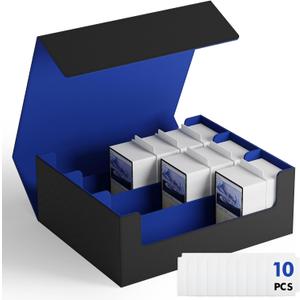 ZLCA Card Storage Box for MTG PTCG, Commander Deck Box Holds 1800+, Deck Storage Case, Card Organizer for TCG,(Black&Blue)