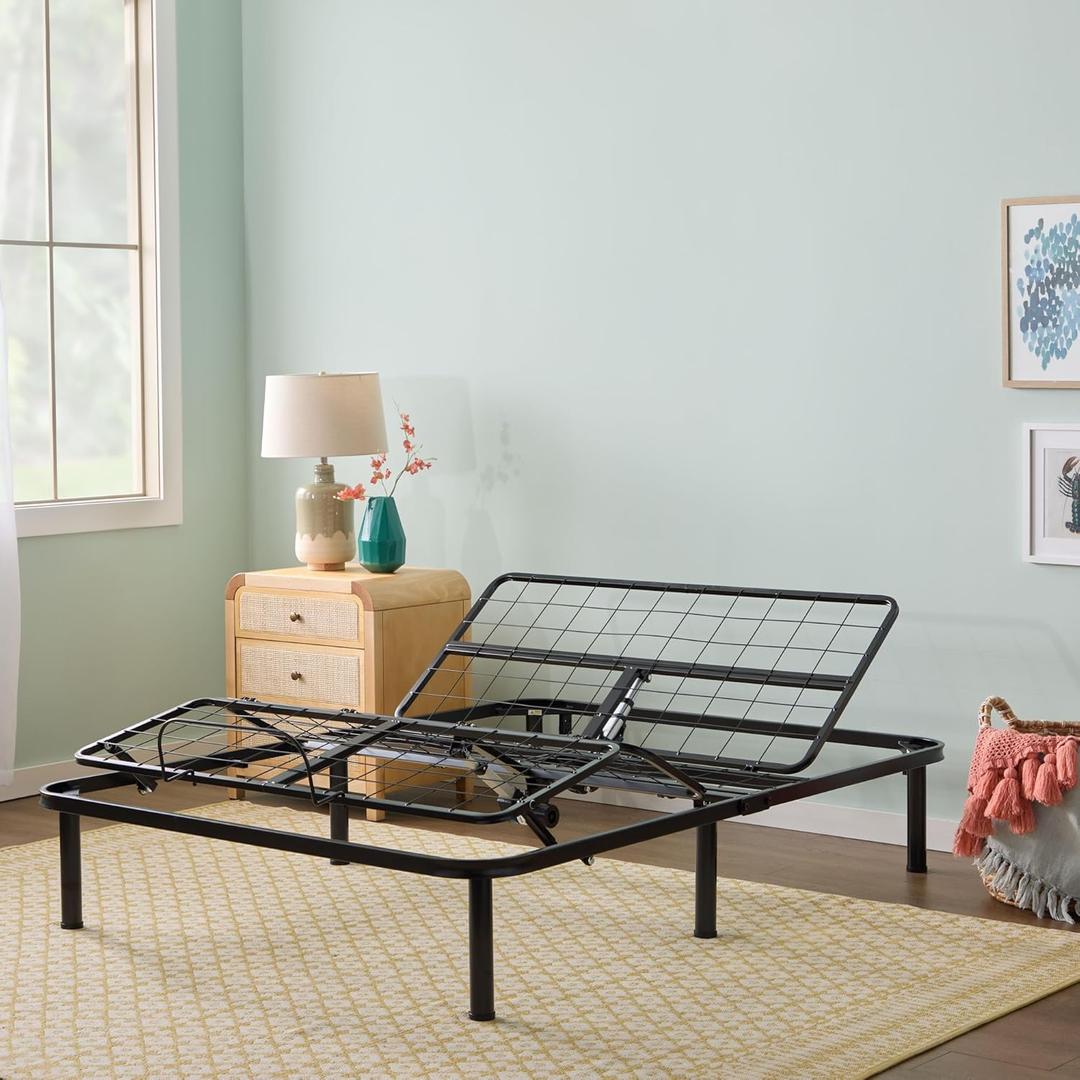 Linenspa Adjustable Bed Frame - Independent Head and Foot Incline - Powerful Quiet Motor - Easy Tool Free Assembly - Lounging - Watch TV - Working - Reading - Ergonomic - Electric Bed Base - Full Size