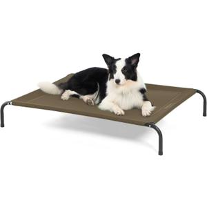 Bedsure Elevated Raised Cooling Cots Bed for Large Dogs, Portable Indoor & Outdoor Pet Hammock with Skid-Resistant Feet, Frame with Breathable Mesh, Grey, 49 inches (49.0"L x 31.5"W x 8.0"Th)