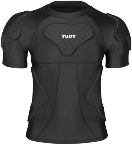 TUOYR Mens Football Padded Shirt Chest Rib Protector Undershirt for Football Baseball Softball Rugby M