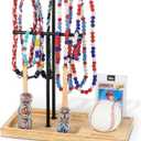 Pinzoveco Wooden Baseball Drip Necklace Organizer Holder,3 Tier Baseball Display Stand with 14 Hooks, Championship Ring Display Holder, Sports Ring Holder, Necklace Baseball Display Gift