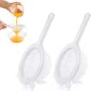 2PCS Plastic Fine Mesh Strainer, Nylon Ultra Strainer for Juice, Yogurt, Coffee, Honey, Milk, Nut Milk with Handle (120 + 200 Mesh)