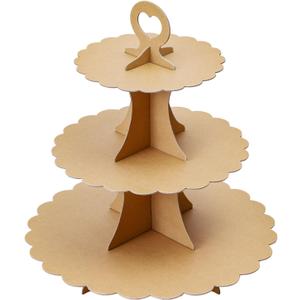 Soleebee 3-Tier Cupcake Stand, Cardboard Cupcake Tower, Dessert Cup Cake Stand Tower for Birthday Wedding Party Decoration, Cupcake Tier Stand 1 Set (Brown)