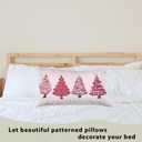 Pink Christmas Tree 12x20 Pillow Cover, Preppy Coquette Christmas Decor, Girly Pink Striped Xmas Tree Decorative Lumbar Pillow Covers for Girls Dorm Bedroom Living Room Sofa Couch