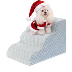 Dog Stairs Ramp for Couch 15.7" H, 3-Step Pet Stairs for Small Dogs with High Density Foam, Dog Slope Stairs with Durable Non-Slip Bottom for Puppy Grey