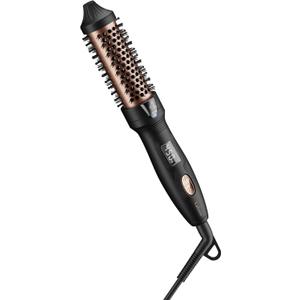 Thermal Brush, MINI & Tiny 1 Inch Ionic Heated Round Brush for Blowout Look, Tourmaline Ceramic Ionic Curling Iron for Short to Medium Hair, Adjustable Temperature, Dual Voltage, Compact-Size (Black)