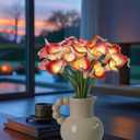 20pcs Lighted Artificial Calla Lily Bouquet Lamp Faux Floarl Night Light Real Touch Flower Night Lamp LED Calla Lily lighted Artificial Flower for Holiday Gifts Home Kitchen Decor(Pink, No Vase)