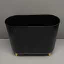 Bathroom Trash Can with Lid 3.1 Gallon Narrow Trash Can Small Plastic Trash Bin 12 Liter Rectangular Plastic Garbage Can with Press Type Lid for Bedroom Bathroom (Blackwhite)