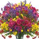 20Pcs UV Resistant Artificial Flowers Outdoor, Realistic Faux Greenery Shrubs with Rust-Proof Stems - Waterproof Fade-Proof Hanging Plants for Garden, Porch, Patio, Cemetery Decor (All-Season Durable)