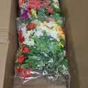Artificial Colorful Flowers Plants in Picket Fence Pot, Fake Silk Flowers Eucalyptus Plants for Wedding Home Porch Patio Yard Garden Window Box Spring Decoration (Set of 2, Multi-Color), self-assembly