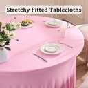 8 Pack Pink Round Spandex Tablecloths for 60inch Table, Wrinkle Free 120inch Stretchy Fitted 5FT Round Table Cloths Cover with Skirt for Wedding Birthday Party Dining Banquet Event