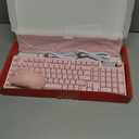 EWEADN C98 Wired Keyboard and Mouse Combo, Wired Computer Keyboard with Wrist Rest, Double-Shot Keycaps, Silent RGB Backlit Keyboards for Windows/PC/Laptop - Pink