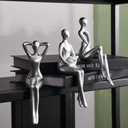 Quoowiit Thinker Statue - Office & Home Decor, Silver Art Sculpture - 3 Piece Set
