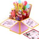 5 x Happy Birthday Pop Up Card, Creative 3D Birthday Card with Classic Envelope & Writing Note Happy Birthday Pop Up Box for Women Men(18th Birthday Card)