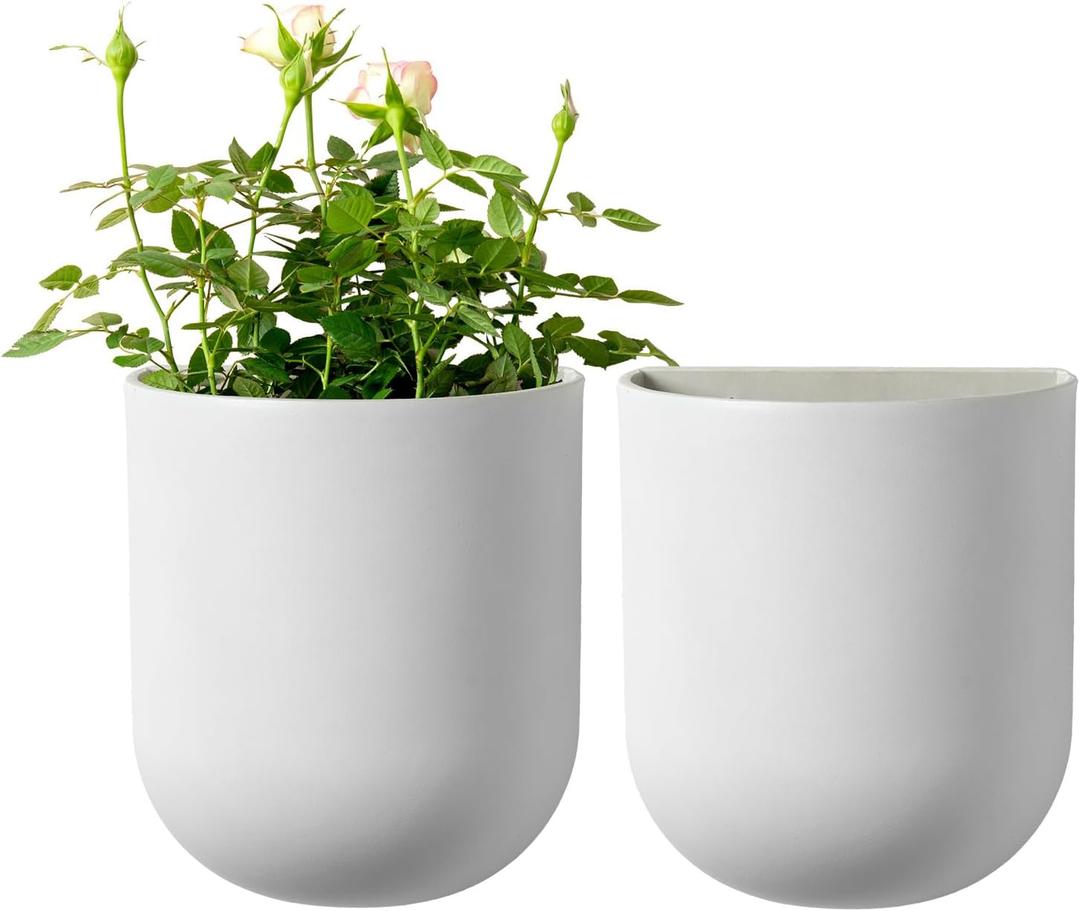 La Jolie Maison Wall Hanging Planters for Indoor PlantsHanging Flower Pots for Air Plants Succulent, Set of 2, 6 Inch, Porcelain White