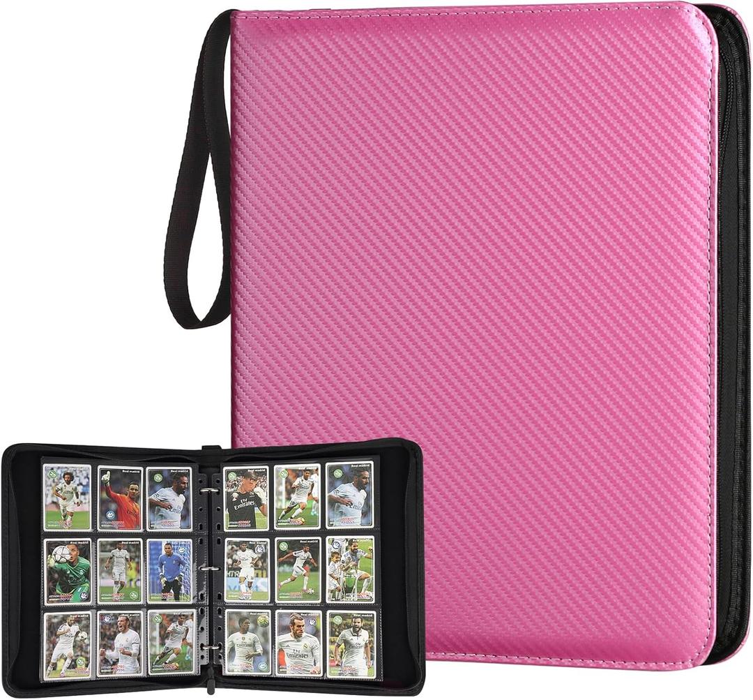 GERMUN 9 Pocket Card Binder, Premium Zip Trading Card Binder, 720 Double Sided Pocket PU Card Collection Binder, Collector Card Album, Card Folder for MTG, TCG, Sports Cards, Game Cards (Pink)