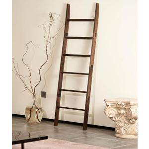 Blanket Ladder for the Living Room 6-Tier, Wooden Decorative Quilt Holder for Bed room, Wall-Leaning Towel Rack for BathroomRustic Farmhouse Ladders for Display. (Dark Brown)
