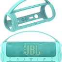 JCHPINE Silicone Cover Case for JBL Flip 6 Portable Bluetooth Speaker, Protective Carrying Holder for JBL Flip 6 Speaker Accessories (Teal Case)