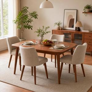 GarveeHome Dining Chairs Set of 4, Modern Hollow Back Dining Room Chair | Upholstered Kitchen Chairs with Adjustable Foot Pads, Wooden Dinner Chair for Kitchen Dining Room