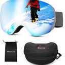 eECO-FLYING Ski Goggles,OTG Anti-fog Snowboard Goggles,Snow Skiing Goggles for Men&Women,Full Real REVO