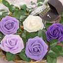 N&T NIETING Artificial Flowers, 25pcs Fake Flowers Rose with Stems Perfect for DIY Wedding Bridesmaid Bridal Bouquets Centerpieces Home Flower Arrangement Mother's Day Decoration, Series Purple