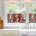 Christmas Window Film Gingerbread Man Front Door Holiday Decorations Gift Boxes Festive Privacy Glass Sticker Static Cling Window Clings for Home Party 39.3  17.7 Inch