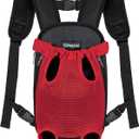 PetAmi Dog Carrier Backpack, Adjustable Dog Pet Cat Front Carrier Backpack | Ventilated Dog Chest Carrier for Hiking Camping Travel, Sling Bag for Small Medium Dog Cat Puppies, Large, 12-16 lbs, Red