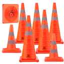 RoadHero 28 Inch 8 Pack Collapsible Traffic Cones, Multi Purpose Pop-up Orange Cones with Reflective Collar for Road Safety, Parking Cones for Sports, Driving Training