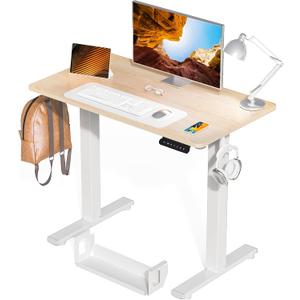 Kingant Standing Desk Height Adjustable Small Electric Stand Up Desks [35 x 20 Inch] - Ergonomic Sit Stand Desk Rising Desks for Home Office Computer Desk Workstation with Cable Management